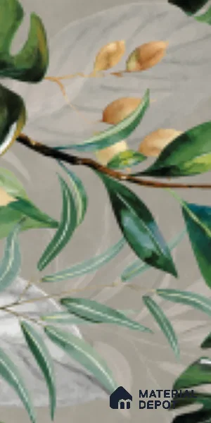 Tropical Wall Tile TL 07545 C Monstera Grey Decor B 4 ft x 2 ft Designer Tiles Vitrified Matte Finish - 9 mm | Suitable for Bathroom, Accent/Feature Wall, Basin Area
