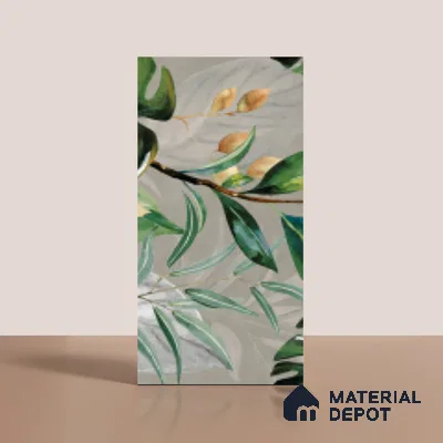 Tropical Wall Tile TL 07545 C Monstera Grey Decor B 4 ft x 2 ft Designer Tiles Vitrified Matte Finish - 9 mm | Suitable for Bathroom, Accent/Feature Wall, Basin Area
