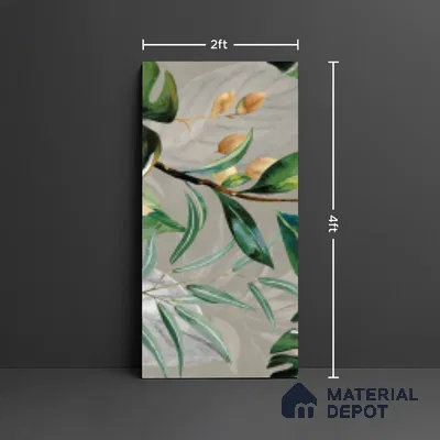 Tropical Wall Tile TL 07545 C Monstera Grey Decor B 4 ft x 2 ft Designer Tiles Vitrified Matte Finish - 9 mm | Suitable for Bathroom, Accent/Feature Wall, Basin Area