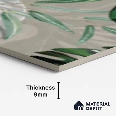 Tropical Wall Tile TL 07545 C Monstera Grey Decor B 4 ft x 2 ft Designer Tiles Vitrified Matte Finish - 9 mm | Suitable for Bathroom, Accent/Feature Wall, Basin Area