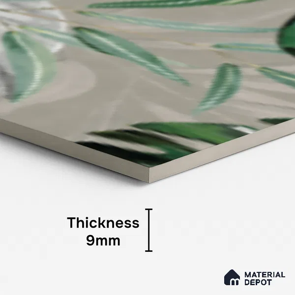 Tropical Wall Tile TL 07545 C Monstera Grey Decor B 4 ft x 2 ft Designer Tiles Vitrified Matte Finish - 9 mm | Suitable for Bathroom, Accent/Feature Wall, Basin Area