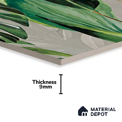 Tropical Wall Tile TL 07545 Monstera Grey Decor A 4 ft x 2 ft Designer Tiles Vitrified Matte Finish - 9 mm  Suitable For Living Room, Bedroom, Bathroom, Dining