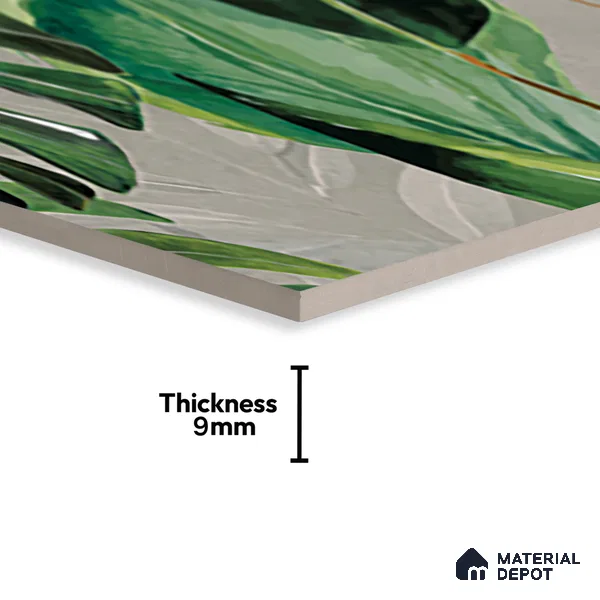 Tropical Wall Tile TL 07545 Monstera Grey Decor A 4 ft x 2 ft Designer Tiles Vitrified Matte Finish - 9 mm  Suitable For Living Room, Bedroom, Bathroom, Dining