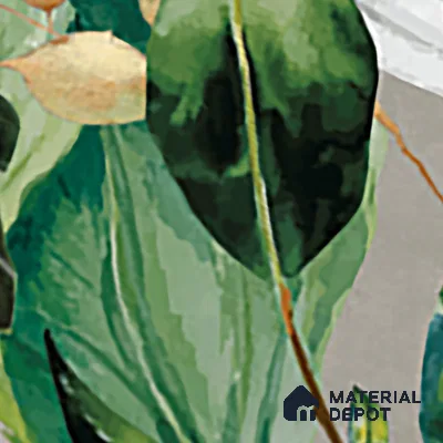 Tropical Wall Tile TL 07545 Monstera Grey Decor A 4 ft x 2 ft Designer Tiles Vitrified Matte Finish - 9 mm  Suitable For Living Room, Bedroom, Bathroom, Dining