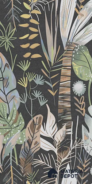 Tropical Wall Tile TL 09916 Black 4 ft x 2 ft Vitrified Matte Finish Tile - 9 mm | Suitable for Bathroom, Accent/Feature Wall, Basin Area