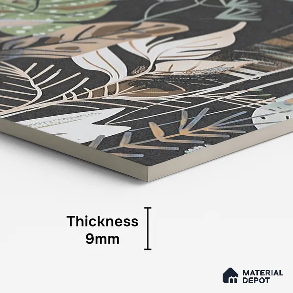 Tropical Wall Tile TL 09916 Black 4 ft x 2 ft Vitrified Matte Finish Tile - 9 mm | Suitable for Bathroom, Accent/Feature Wall, Basin Area