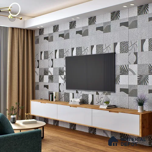 Highlighter Wall Tile TL 08406 Terrcon Gray Decor 4 ft x 2 ft Grey Vitrified Matte Finish Decor Tile - 9 mm | Suitable For Bathroom, Accent/Feature Wall, Dining Area