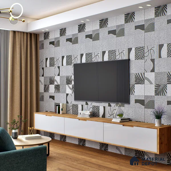 Highlighter Wall Tile TL 08406 Terrcon Gray Decor 4 ft x 2 ft Grey Vitrified Matte Finish Decor Tile - 9 mm | Suitable For Bathroom, Accent/Feature Wall, Dining Area