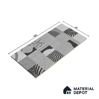 Highlighter Wall Tile TL 08406 Terrcon Gray Decor 4 ft x 2 ft Grey Vitrified Matte Finish Decor Tile - 9 mm | Suitable For Bathroom, Accent/Feature Wall, Dining Area