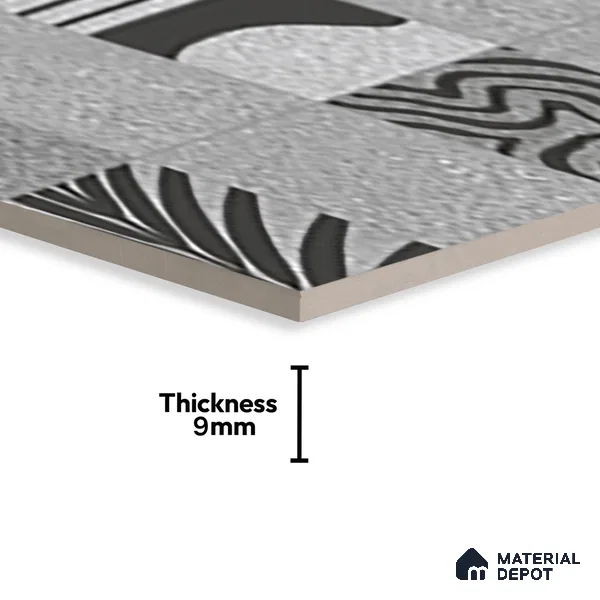 Highlighter Wall Tile TL 08406 Terrcon Gray Decor 4 ft x 2 ft Grey Vitrified Matte Finish Decor Tile - 9 mm | Suitable For Bathroom, Accent/Feature Wall, Dining Area