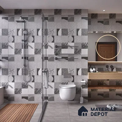 Highlighter Wall Tile TL 08406 Terrcon Gray Decor 4 ft x 2 ft Grey Vitrified Matte Finish Decor Tile - 9 mm | Suitable For Bathroom, Accent/Feature Wall, Dining Area