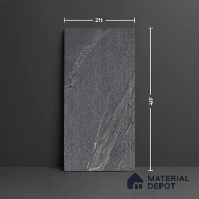 Punch Wall & Floor Tile TL 09945 C 4 ft x 2 ft Black Vitrified Matte Finish Tile - 9 mm | Ideal for Living Room, Bedroom, Bathroom, Kitchen