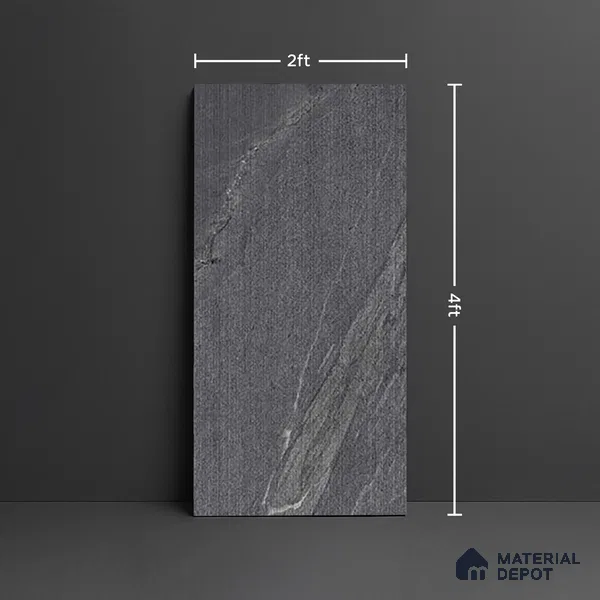 Punch Wall & Floor Tile TL 09945 C 4 ft x 2 ft Black Vitrified Matte Finish Tile - 9 mm | Ideal for Living Room, Bedroom, Bathroom, Kitchen