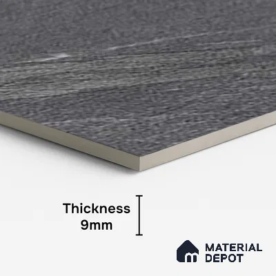 Punch Wall & Floor Tile TL 09945 C 4 ft x 2 ft Black Vitrified Matte Finish Tile - 9 mm | Ideal for Living Room, Bedroom, Bathroom, Kitchen