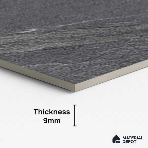 Punch Wall & Floor Tile TL 09945 C 4 ft x 2 ft Black Vitrified Matte Finish Tile - 9 mm | Ideal for Living Room, Bedroom, Bathroom, Kitchen