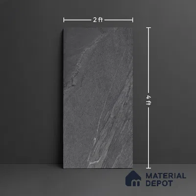 Punch Wall & Floor Tile TL 09945 D 4 ft x 2 ft Black Vitrified Matte Finish Tile - 9 mm | Ideal for Living Room, Bedroom, Bathroom, Kitchen