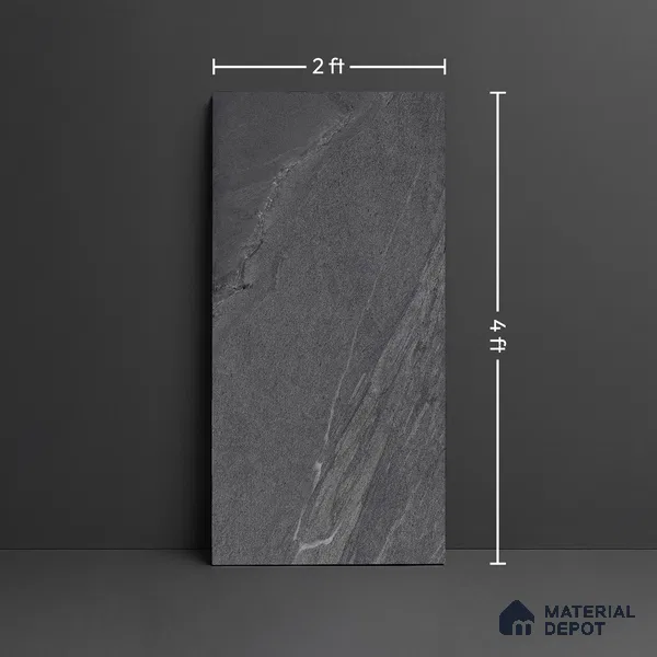 Punch Wall & Floor Tile TL 09945 D 4 ft x 2 ft Black Vitrified Matte Finish Tile - 9 mm | Ideal for Living Room, Bedroom, Bathroom, Kitchen