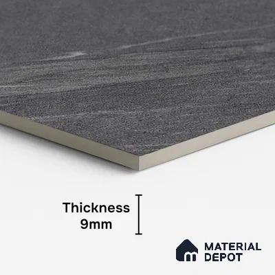 Punch Wall & Floor Tile TL 09945 D 4 ft x 2 ft Black Vitrified Matte Finish Tile - 9 mm | Ideal for Living Room, Bedroom, Bathroom, Kitchen