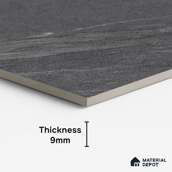 Punch Wall & Floor Tile TL 09945 D 4 ft x 2 ft Black Vitrified Matte Finish Tile - 9 mm | Ideal for Living Room, Bedroom, Bathroom, Kitchen