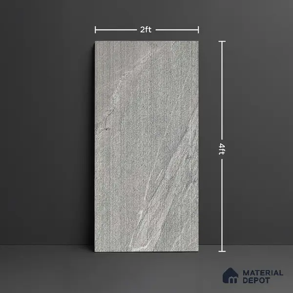 Punch Wall Tile TL 09945 4 ft x 2 ft Grey Vitrified Matte Finish Tile - 9 mm | Ideal for Living Room, Bedroom, Bathroom, Kitchen