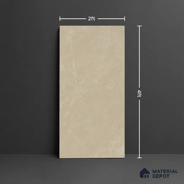 Marble Look Floor & Wall Tile TL 08124 Moonstone Beige 4 ft x 2 ft Vitrified Matte Finish - 9 mm | Random 4