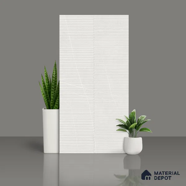 Punch Wall Tile TL 09951 C 4 ft x 2 ft White Vitrified Matte Finish Tile - 9 mm | Ideal for Living Room, Bedroom, Bathroom, Kitchen