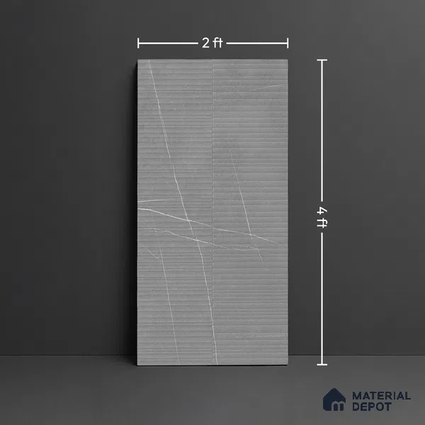 Punch Wall Tile TL 09951 4 ft x 2 ft Grey Vitrified Matte Finish Tile - 9 mm | Ideal for Living Room, Bedroom, Bathroom, Kitchen