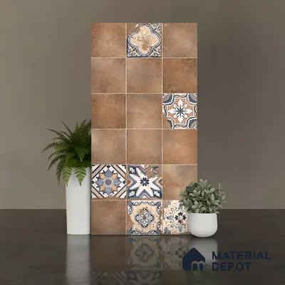 Patterned Wall Tile TL 09985 4 ft x 2 ft Brown Vitrified Matte Finish Tile - 9 mm | Ideal for Living Room,Bedroom,Bathroom,Kitchen