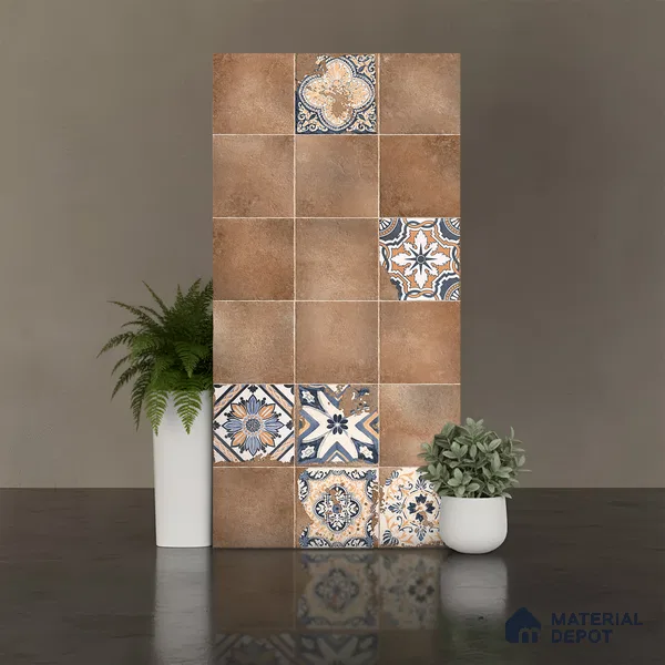 Patterned Wall Tile TL 09985 4 ft x 2 ft Brown Vitrified Matte Finish Tile - 9 mm | Ideal for Living Room,Bedroom,Bathroom,Kitchen