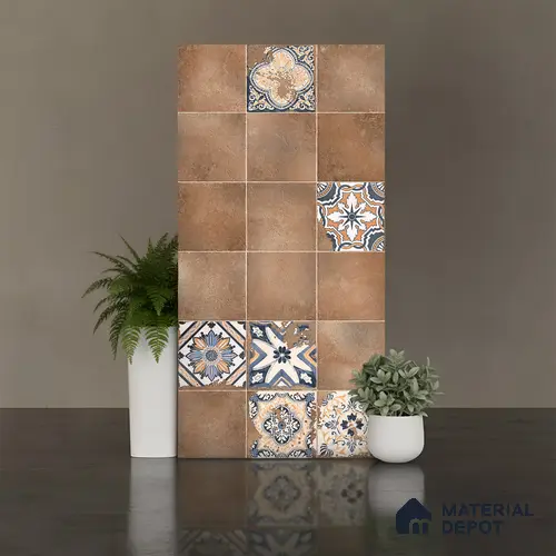 Patterned Wall Tile TL 09985 4 ft x 2 ft Brown Vitrified Matte Finish Tile - 9 mm | Ideal for Living Room,Bedroom,Bathroom,Kitchen