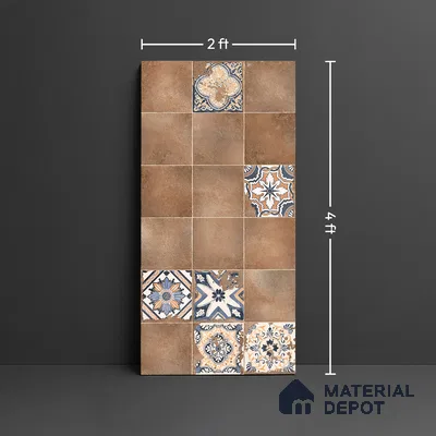 Patterned Wall Tile TL 09985 4 ft x 2 ft Brown Vitrified Matte Finish Tile - 9 mm | Ideal for Living Room,Bedroom,Bathroom,Kitchen