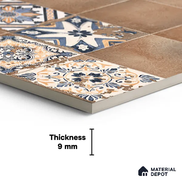 Patterned Wall Tile TL 09985 4 ft x 2 ft Brown Vitrified Matte Finish Tile - 9 mm | Ideal for Living Room,Bedroom,Bathroom,Kitchen
