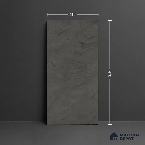 Marble Look Floor & Wall Tile TL 08111 B LC Englend Black 4 ft x 2 ft Vitrified Matte Finish - 9 mm | Random 7