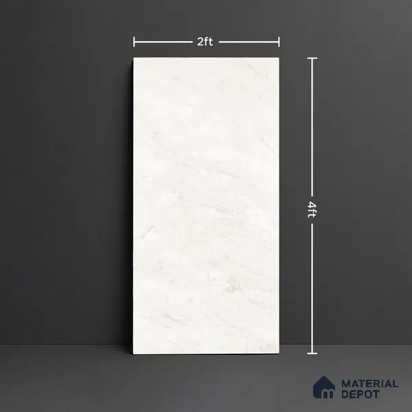 Marble Look Floor & Wall Tile TL 08111 LC Englend White 4 ft x 2 ft Vitrified Matte Finish - 9 mm | Random 7