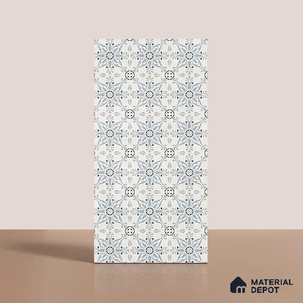 Patterned Wall Tile TL 09983 4 ft x 2 ft Blue Vitrified Matte Finish Tile - 9 mm | Ideal for Living Room,Bedroom,Bathroom,Kitchen