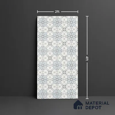 Patterned Wall Tile TL 09983 4 ft x 2 ft Blue Vitrified Matte Finish Tile - 9 mm | Ideal for Living Room,Bedroom,Bathroom,Kitchen