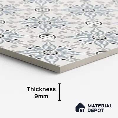 Patterned Wall Tile TL 09983 4 ft x 2 ft Blue Vitrified Matte Finish Tile - 9 mm | Ideal for Living Room,Bedroom,Bathroom,Kitchen