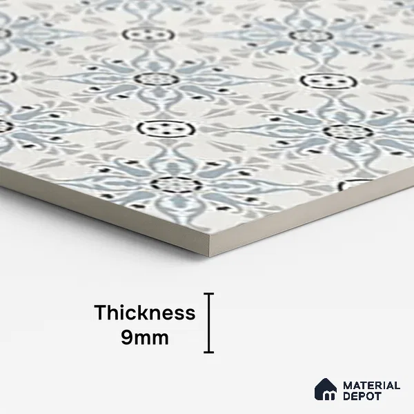 Patterned Wall Tile TL 09983 4 ft x 2 ft Blue Vitrified Matte Finish Tile - 9 mm | Ideal for Living Room,Bedroom,Bathroom,Kitchen