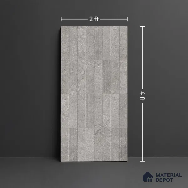 Punch Wall Tile TL 09948 4 ft x 2 ft Grey Vitrified Matte Finish Tile - 9 mm | Ideal for Living Room, Bedroom, Bathroom, Kitchen