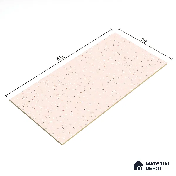 Terrazzo Wall & Floor Tile TL 07547 Cementi Pink Terrazo 4 ft x 2 ft GVT Vitrified Matte Finish - 9 mm (Sample)