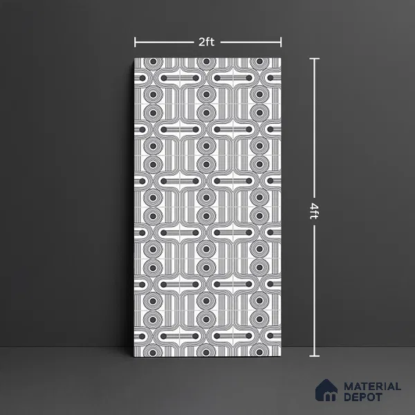Patterned Wall Tile TL 09984 4 ft x 2 ft Grey Vitrified Matte Finish Tile - 9 mm | Ideal for Living Room,Bedroom,Bathroom,Kitchen