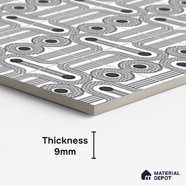 Patterned Wall Tile TL 09984 4 ft x 2 ft Grey Vitrified Matte Finish Tile - 9 mm | Ideal for Living Room,Bedroom,Bathroom,Kitchen