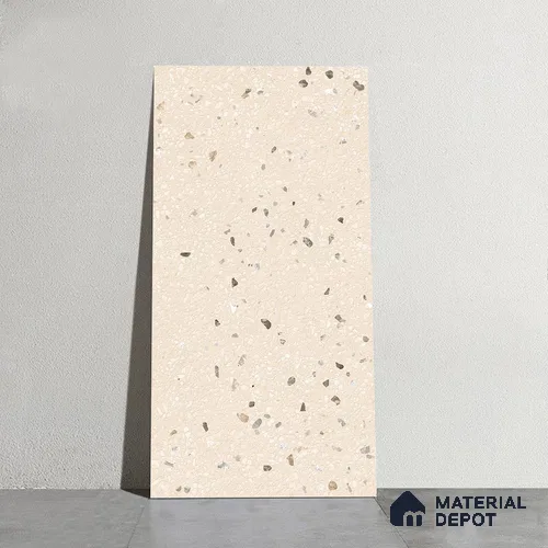 Terrazzo Wall & Floor Tile TL 09929 B 4 ft x 2 ft Cream Vitrified Matte Finish Tile - 9 mm | Ideal for Living Room, Bedroom, Bathroom, Kitchen