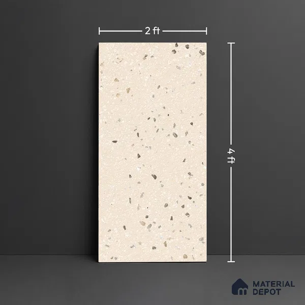 Terrazzo Wall & Floor Tile TL 09929 B 4 ft x 2 ft Cream Vitrified Matte Finish Tile - 9 mm | Ideal for Living Room, Bedroom, Bathroom, Kitchen (Sample)