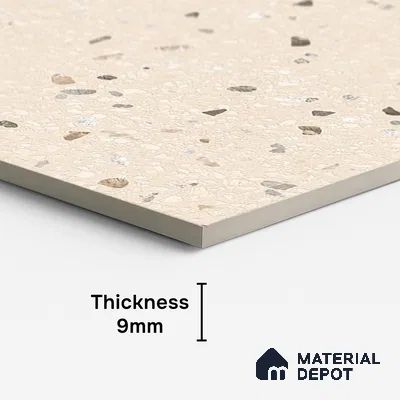 Terrazzo Wall & Floor Tile TL 09929 B 4 ft x 2 ft Cream Vitrified Matte Finish Tile - 9 mm | Ideal for Living Room, Bedroom, Bathroom, Kitchen (Sample)