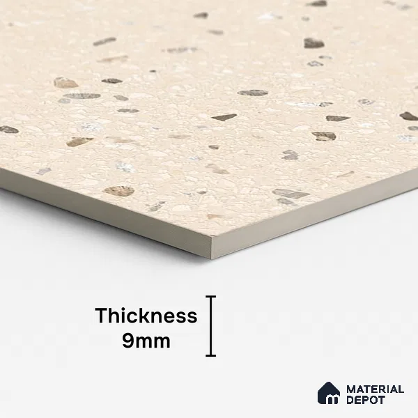 Terrazzo Wall & Floor Tile TL 09929 B 4 ft x 2 ft Cream Vitrified Matte Finish Tile - 9 mm | Ideal for Living Room, Bedroom, Bathroom, Kitchen (Sample)