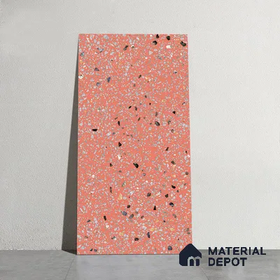 Terrazzo Wall & Floor Tile TL 09929 D 4 ft x 2 ft Red Vitrified Matte Finish Tile - 9 mm | Ideal for Living Room, Bedroom, Bathroom, Kitchen