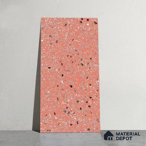 Terrazzo Wall & Floor Tile TL 09929 D 4 ft x 2 ft Red Vitrified Matte Finish Tile - 9 mm | Ideal for Living Room, Bedroom, Bathroom, Kitchen