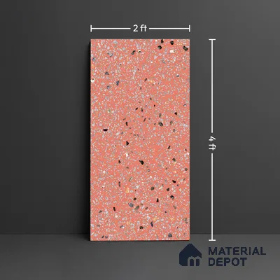 Terrazzo Wall & Floor Tile TL 09929 D 4 ft x 2 ft Red Vitrified Matte Finish Tile - 9 mm | Ideal for Living Room, Bedroom, Bathroom, Kitchen