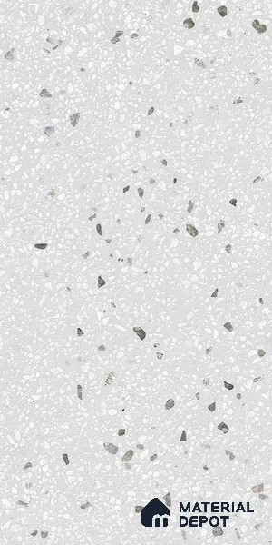 Terrazzo Wall & Floor Tile TL 09929 E 4 ft x 2 ft Silver Vitrified Matte Finish Tile - 9 mm | Ideal for Living Room, Bedroom, Bathroom, Kitchen